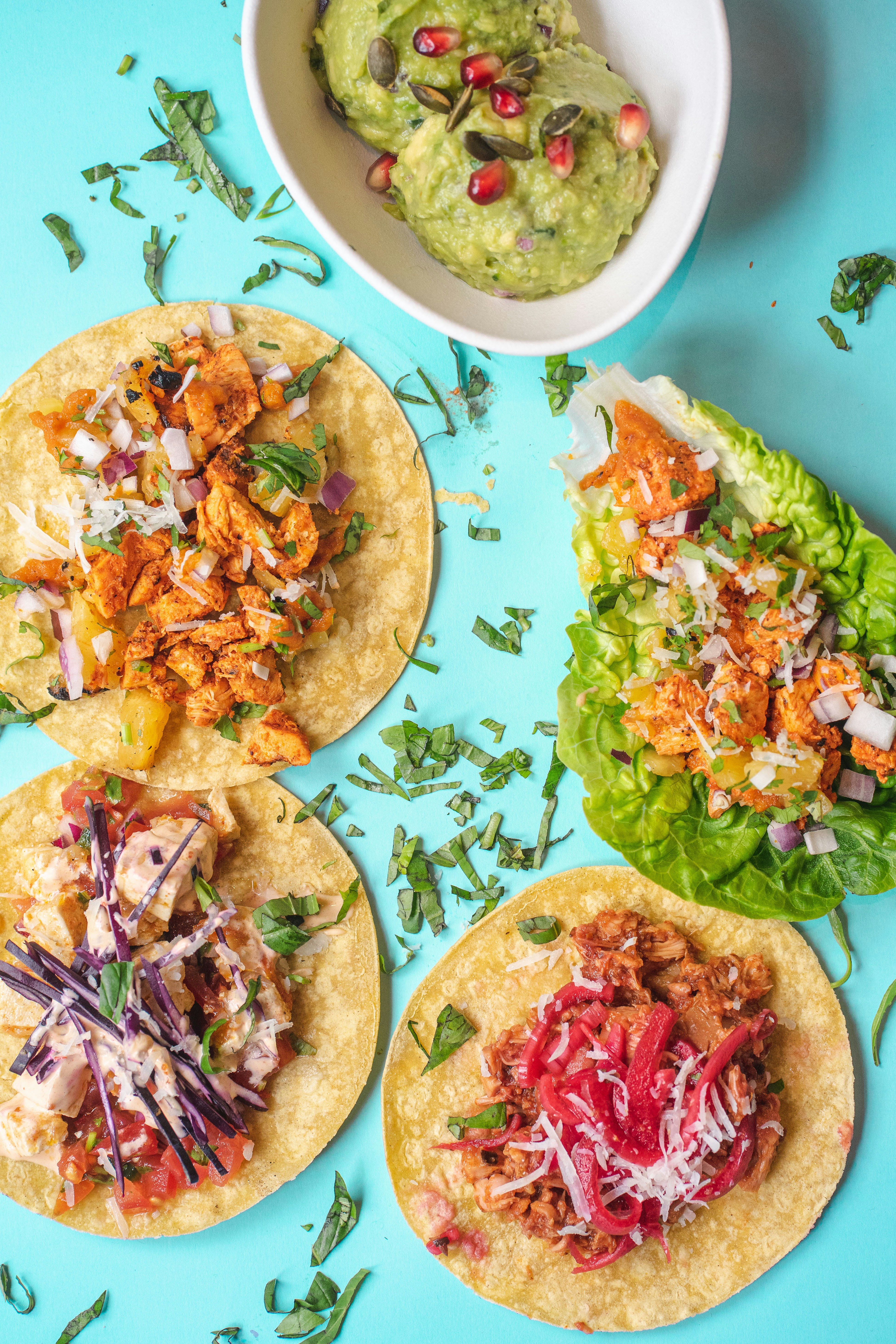 Street soft tacos with fresh toppings